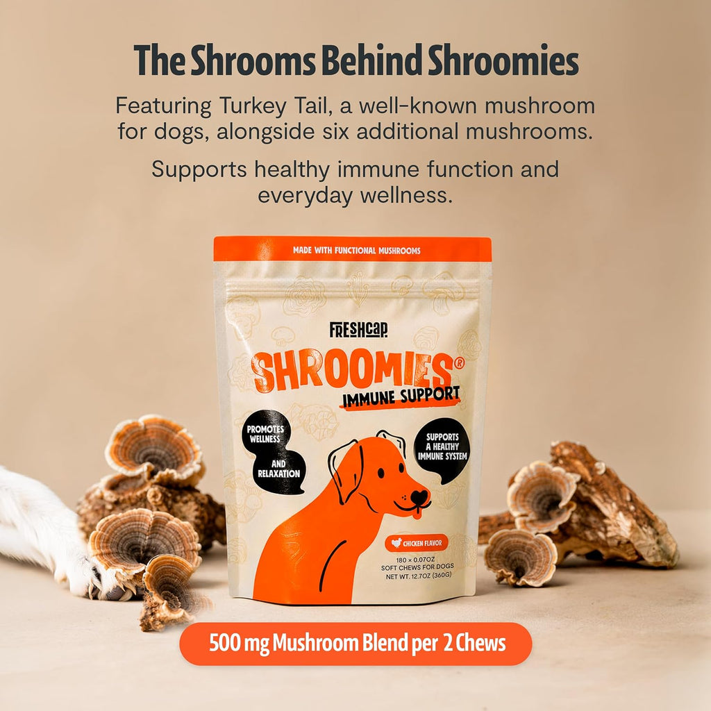 FreshCap Shroomies: Suplemento de setas para perros, 180 uds