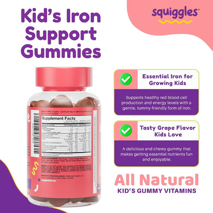 Squiggles Kids Daily Iron+ Gummies - Gomitas – Zinc: Contribuye a la función normal del sistema inmunitario (ID – Image 5