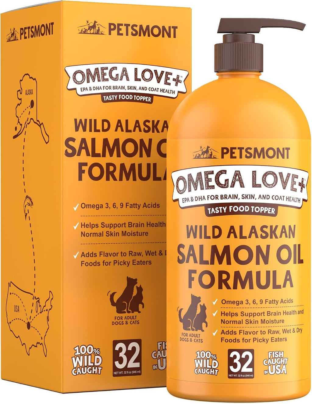 Omega Love+ Aceite de Salmón Salvaje de Alaska para Perros - 946 ml