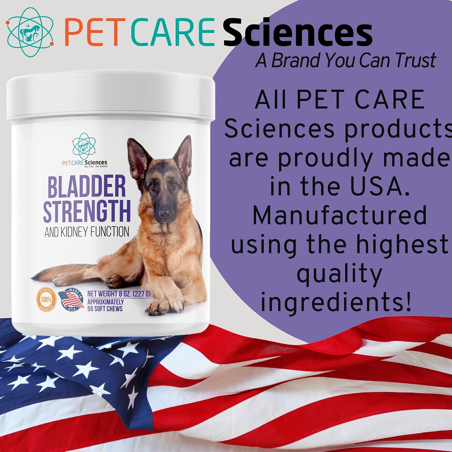 PET CARE Sciences Suplemento para la Incontinencia en Perros con Arándano Rojo - 55 Masticables Blandos