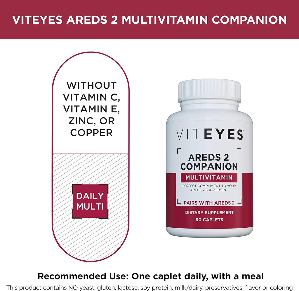 Viteyes AREDS 2 Cápsulas y Multivitamínico Acompañante, Dosis Única Diaria, Vitaminas para los Ojos, 3 Meses de Suministro