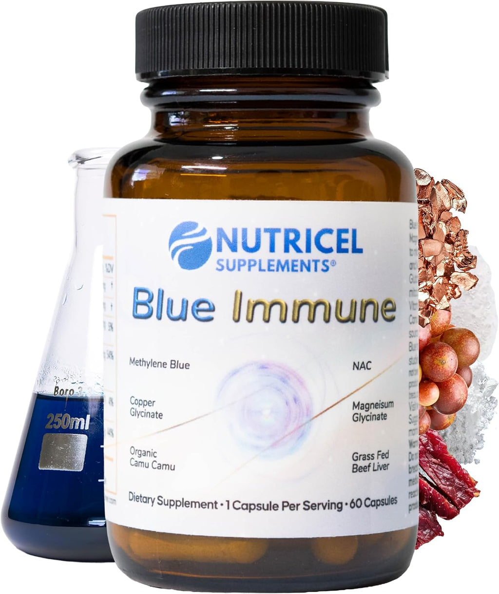 Nutricel Supplements Blue Immune 60 Cápsulas - Fórmula Nootrópica con Azul de Metileno USP