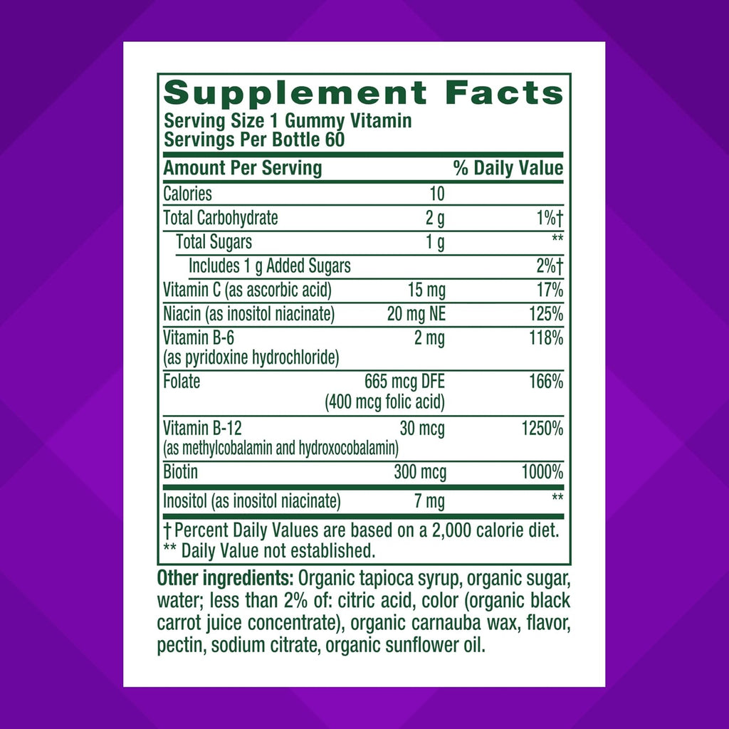 Vitafusion Complejo B Gummies – 60 Gomitas para Adultos con Vitamina C, Sabor Fresa