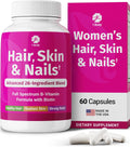 1 Body Hair, Skin, & Nails with Biotin, Vegan Vitamins, 60 Capsules