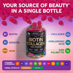 Gominolas de Biotina y Colágeno - Apoyo para Cabello, Piel y Uñas - 10000mcg - Sin Azúcar - Pack de 2