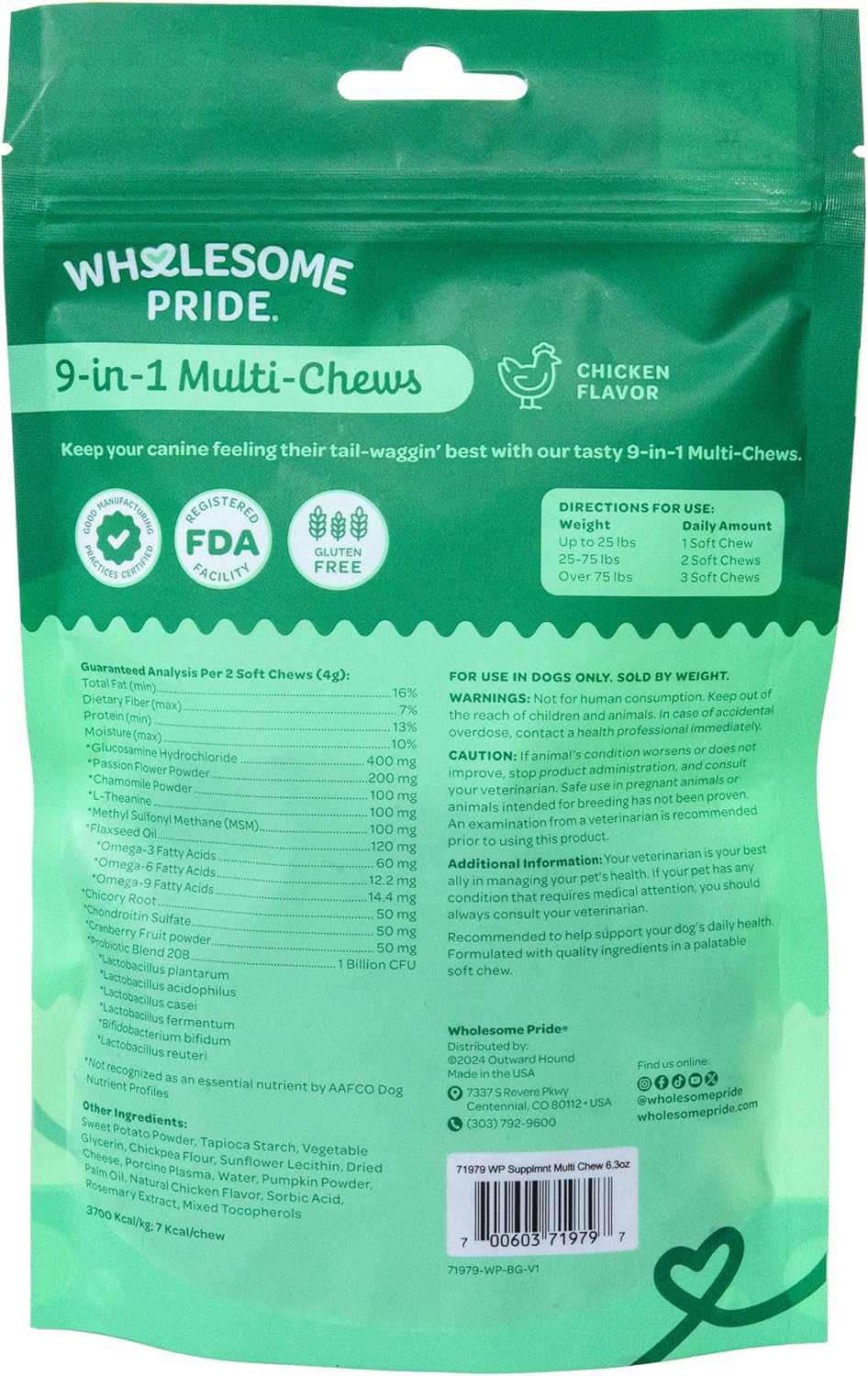 Wholesome Pride 9-en-1 Masticables Blandos Multifuncionales para Perros – 90 uds