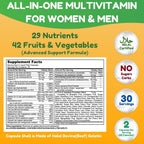 SHIFAA NUTRITION Multivitamínico Halal para Mujeres, Hombres y Adultos | 30 Cápsulas Líquidas con Hierro, Vitaminas A, B6, B12, Biotina, Niacina, C, D3, E, Zinc, Calcio, Ácido Fólico, CoQ10