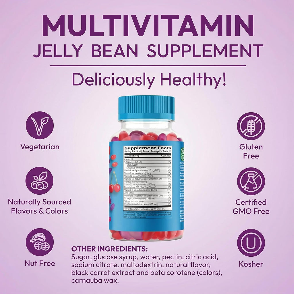Human Beanz Gominolas Multivitamínicas con Zinc, 120 Gominolas Sabor Berry Blast