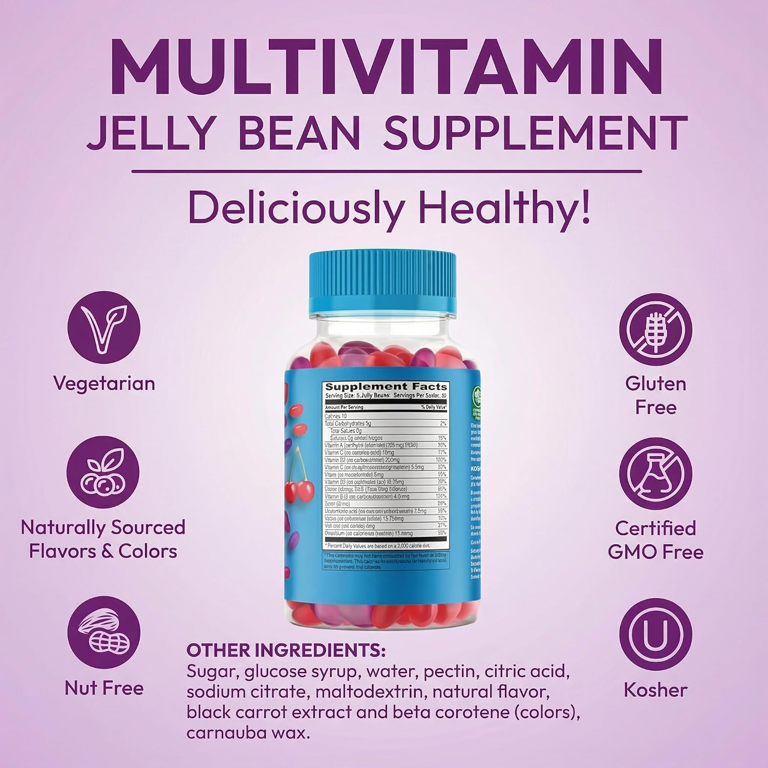 Human Beanz Gominolas Multivitamínicas con Zinc, 120 Gominolas Sabor Berry Blast