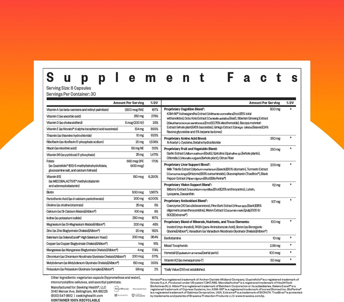 Seeking Health Multivitamínico Óptimo - – Respaldo energético: Las vitaminas B activas (riboflavina, B6, biotina) – Image 2