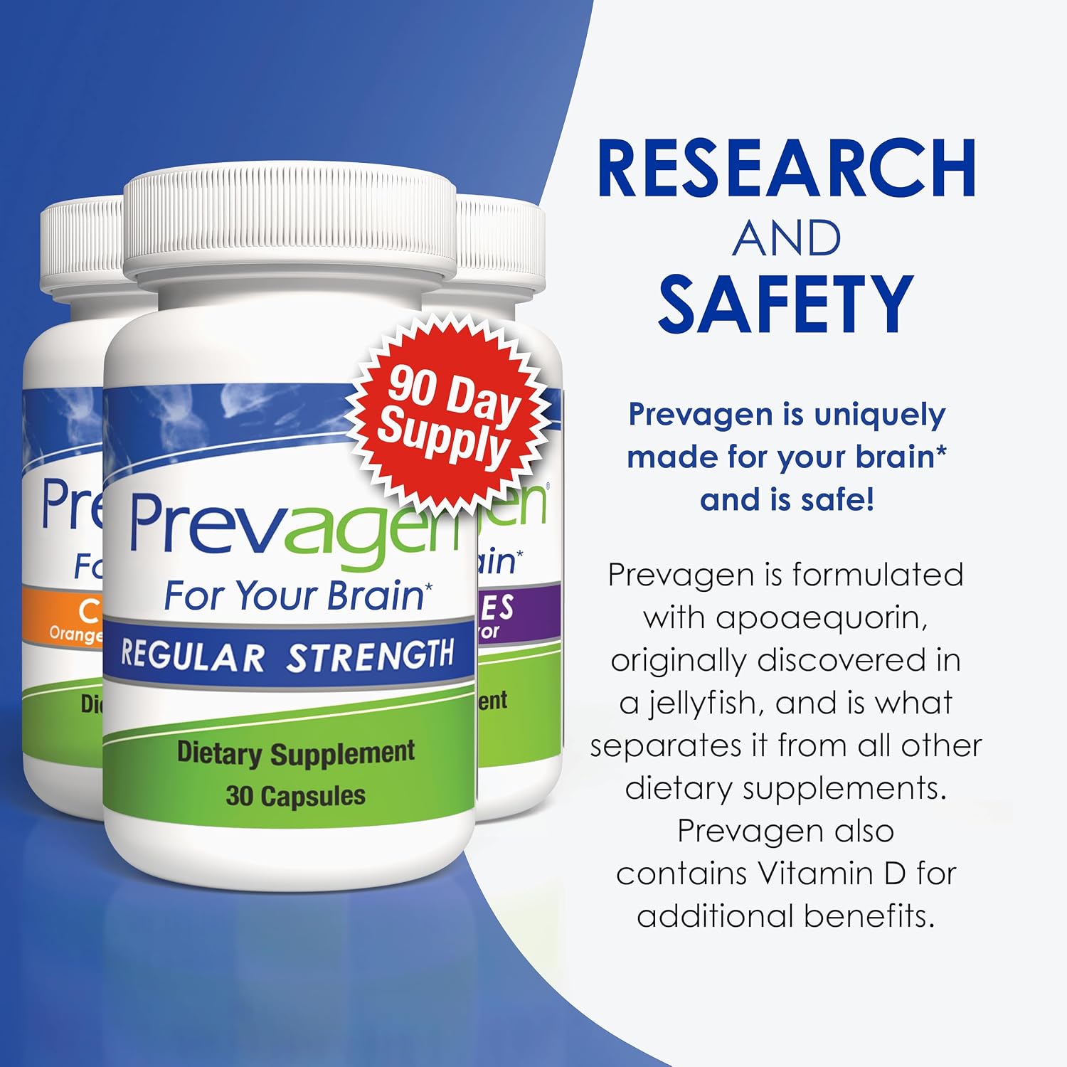 Prevagen Variety Pack - 90 Unidades (Suministro para 3 Meses) | Cápsulas y Comprimidos Masticables Mixed Berry y Naranja | 10 mg de Apoaequorina más Vitamina D3