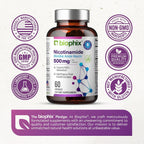 biophix B-3 Nicotinamida 500 mg 60 Cápsulas - Nicotinamida Pura Sin Enrojecimiento - Apoyo a la Salud de la Piel y Energía