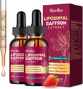 Hovika Suplemento Liposomal de Azafrán 88.5mg - 2 Pack con L-Teanina, Manzanilla, Vitaminas C, B6, B12 y D3 - Sabor Fresa