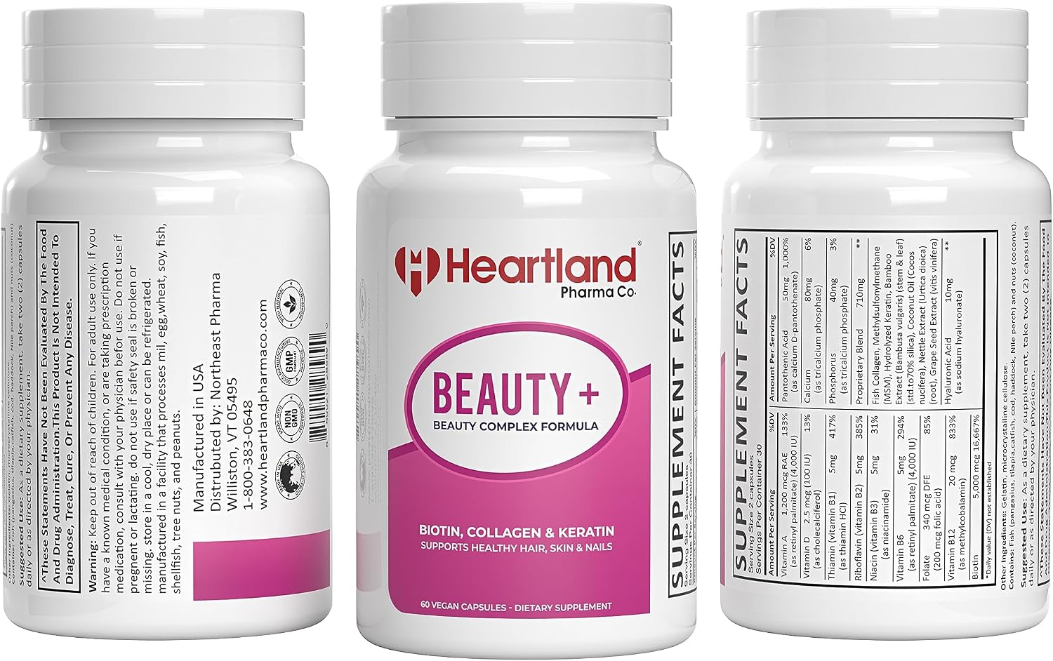 Beauty+ Complex Formula - Biotina, Colágeno y Queratina | 60 Cápsulas