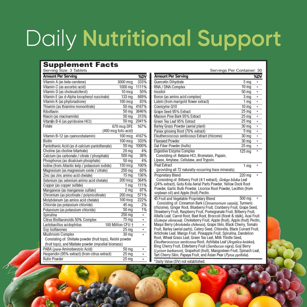BioSource Labs Vibrant Life Multivitamin with Probiotics and Digestive Enzymes - 30 Day