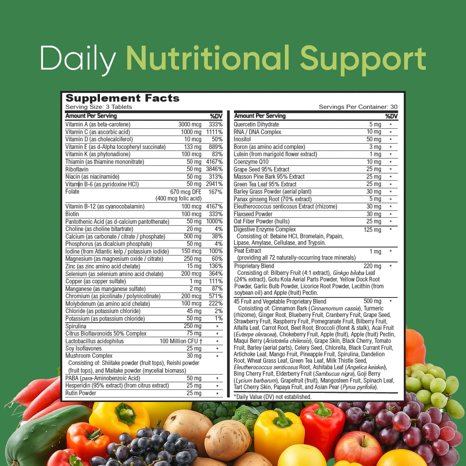 BioSource Labs Vibrant Life Multivitamin with Probiotics and Digestive Enzymes - 30 Day