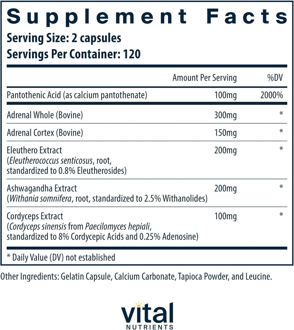 Vital Nutrients Adrenal Support – Apoyo Suprarrenal, 240 Cápsulas