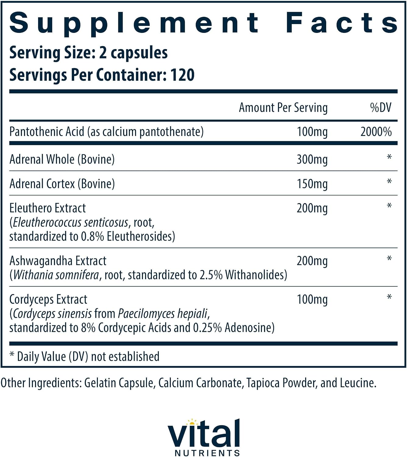 Vital Nutrients Adrenal Support – Apoyo Suprarrenal, 240 Cápsulas