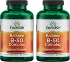 Swanson Balance B-50 Complejo de Vitaminas B de Alta Potencia, 250 Cápsulas (Paquete de 2)