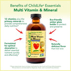 CHILDLIFE ESSENTIALS Multivitamínico y Mineral para Niños - Suplemento Líquido para Bebés y Niños - Sabor Natural Naranja y Mango - 237 ml (Pack de 4)