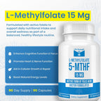 L-Methylfolate 15 mg | 90 Cápsulas | Metilfolato Activo 5-MTHF