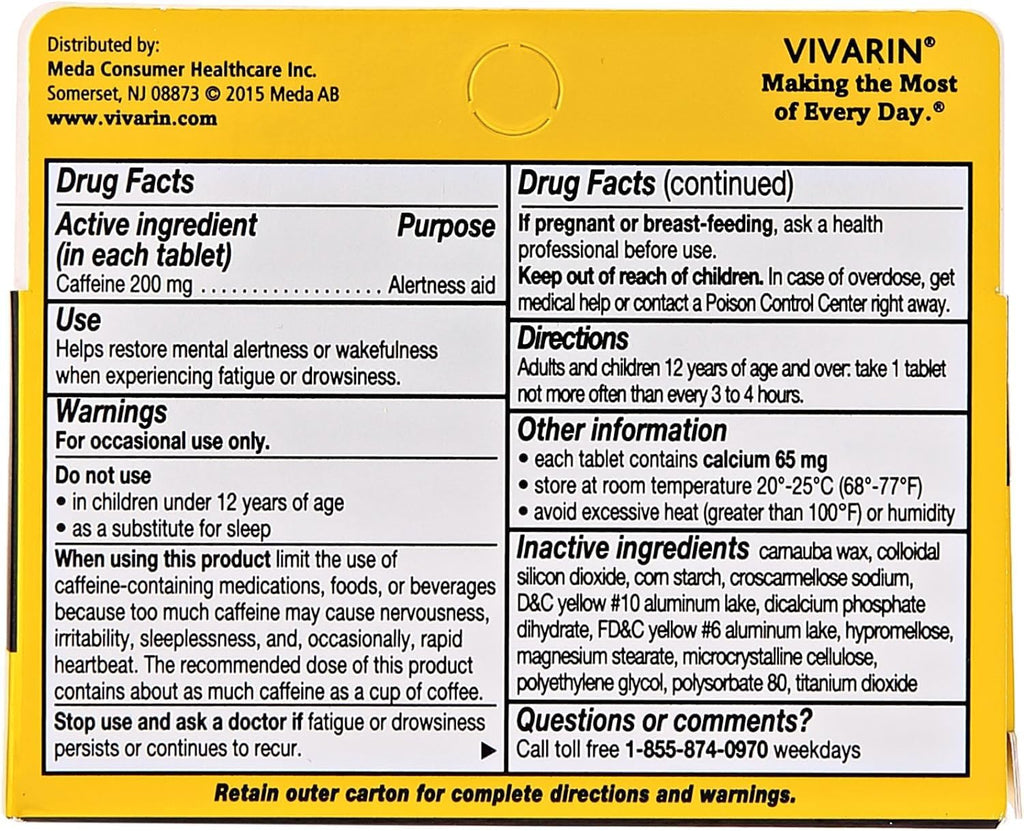 Vivarin Ayuda para la Alerta Mental, 40 Comprimidos (Paquete de 4)