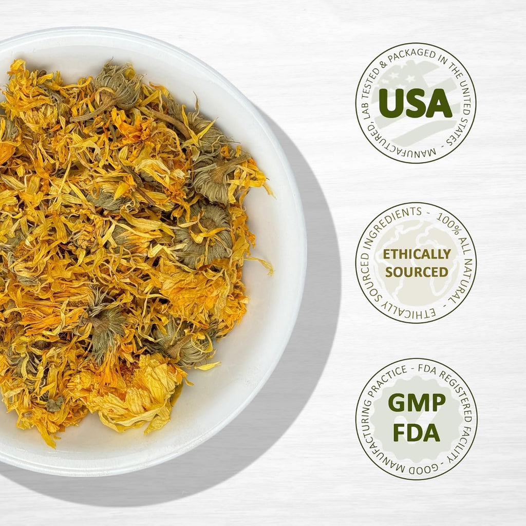 Evergreen Herbs Calendula Flowers - Tamper Proof Seal to Ensure Freshness, 4 oz