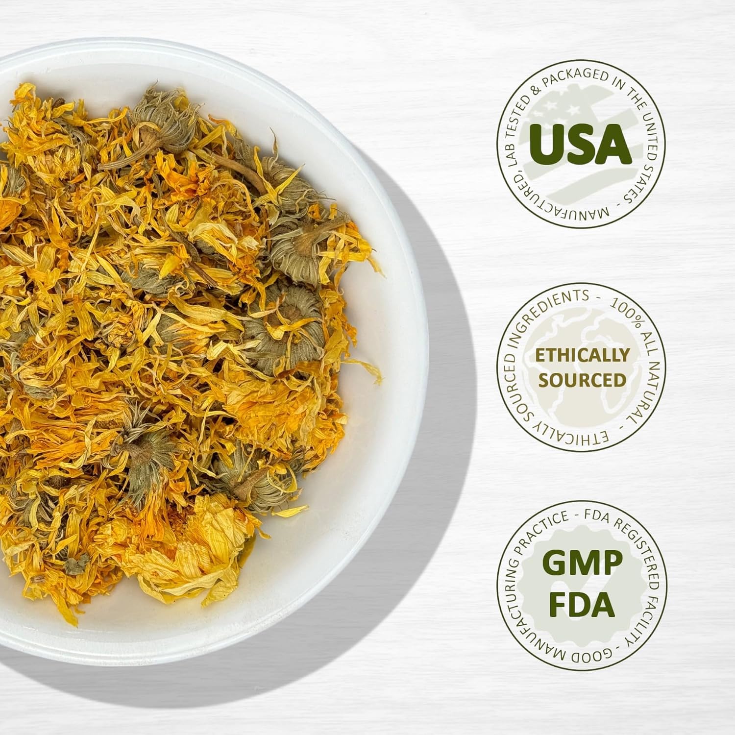 Evergreen Herbs Calendula Flowers - Tamper Proof Seal to Ensure Freshness, 4 oz