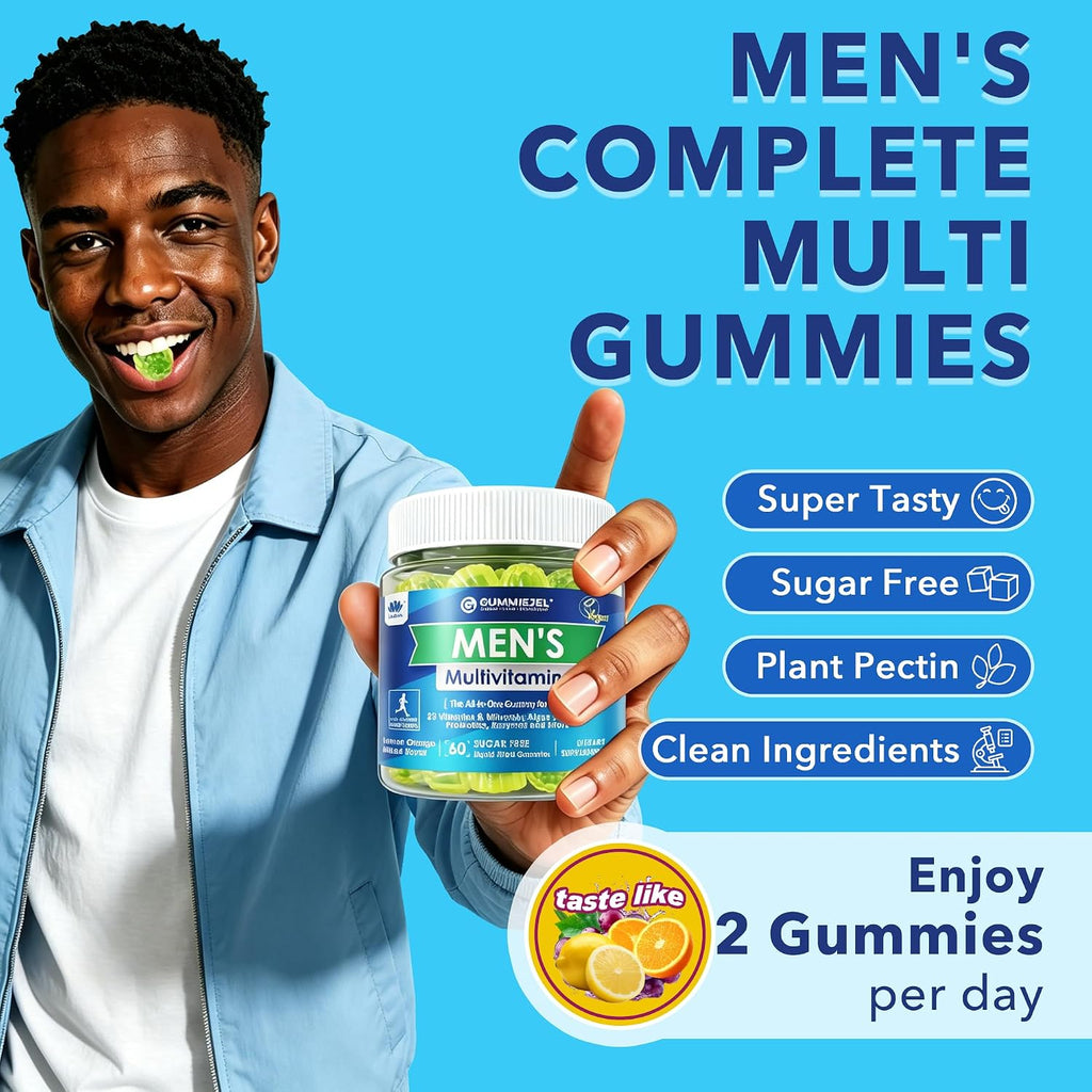 LILICARE Multivitamínico para Hombres en Gominolas | Complejo B, Omega 3 Vegano, Probióticos, Sin Azúcar (60 Gominolas)