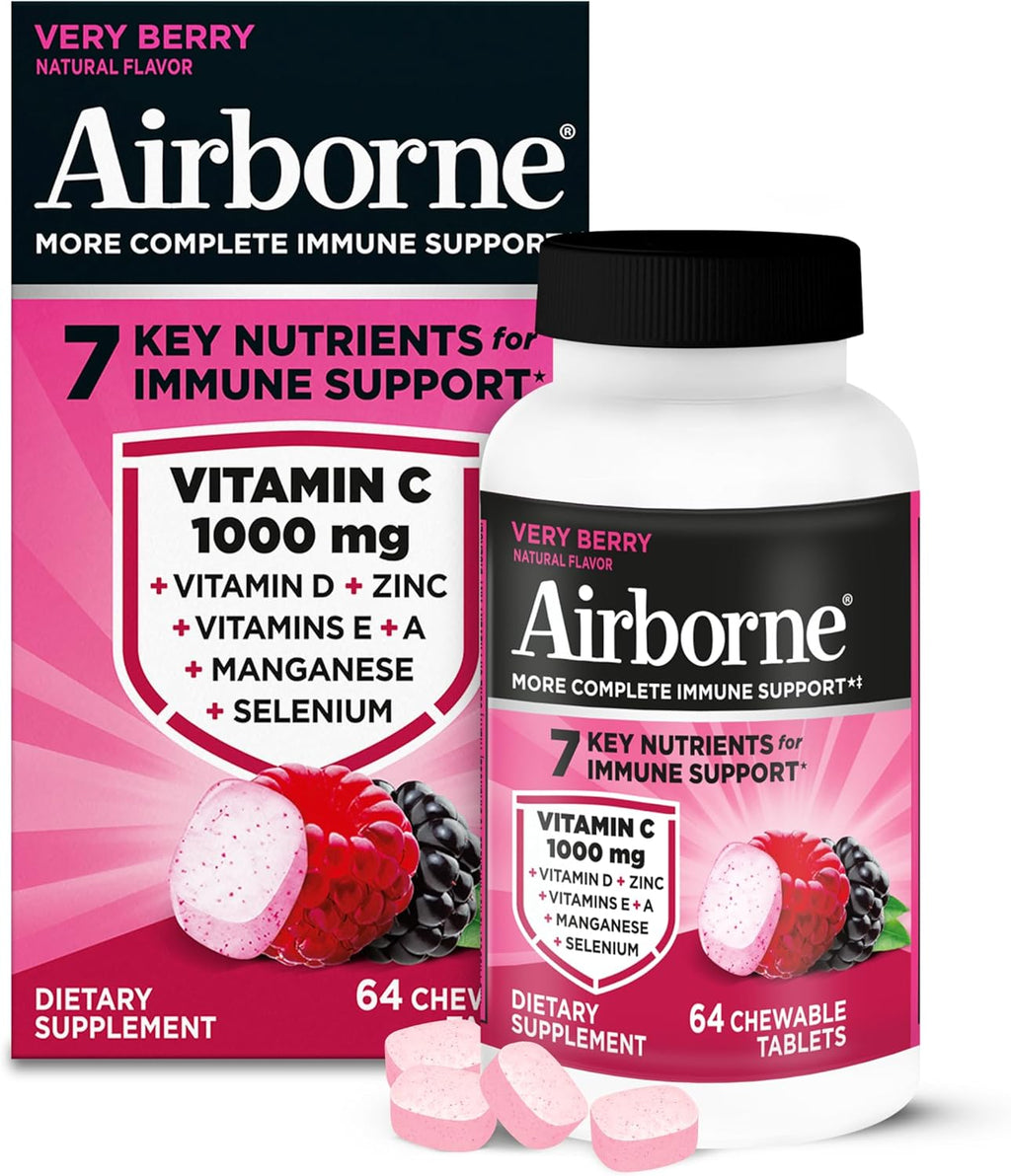 Airborne Berry Chewables with Vitamin C 1000 mg, 64 Count
