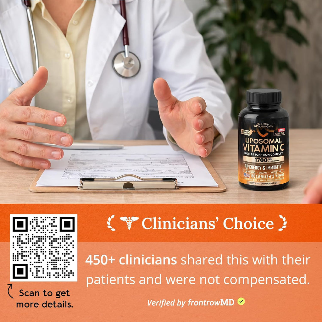Liposomal Vitamin C 1700 mg | Fórmula de Alta Absorción | 180 Cápsulas