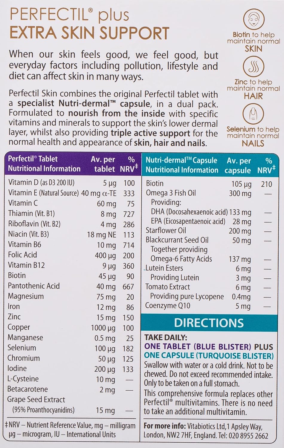 Perfectil Plus Piel Apoyo Extra - 28 Comprimidos y Cápsulas