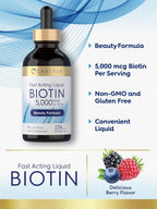 Carlyle Biotin 5000mcg Gotas Líquidas Sabor Berry - 118 ml