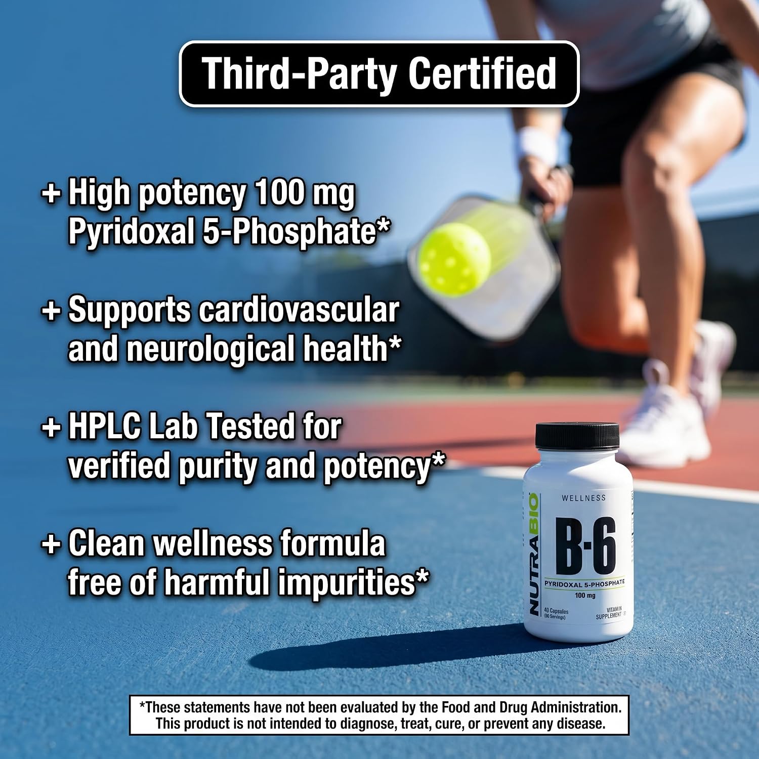 NutraBio Vitamina B6 P5P (Piridoxal 5-Fosfato) 100 mg por dosis - 60 cápsulas vegetales