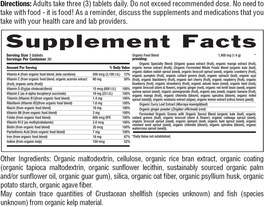 Realfood Organics Prenatal Multi - Antes, Durante y Después del Embarazo - Con Folato, D3 y Hierro - 90 Comprimidos