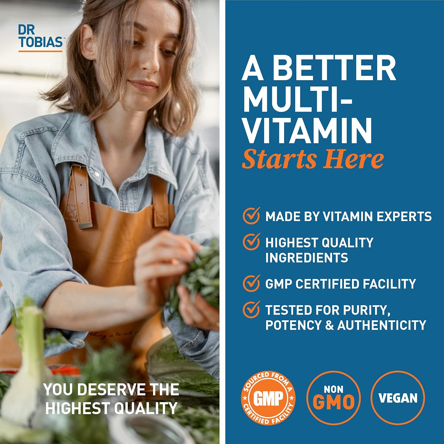 Dr. Tobias Multivitamínico Adulto - 180 Comprimidos Veganos con 42 Frutas y Verduras