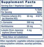 Life Extension Super Carnosine, L-Carnosine, Luteolin, Vitamin B1, 60 Capsules