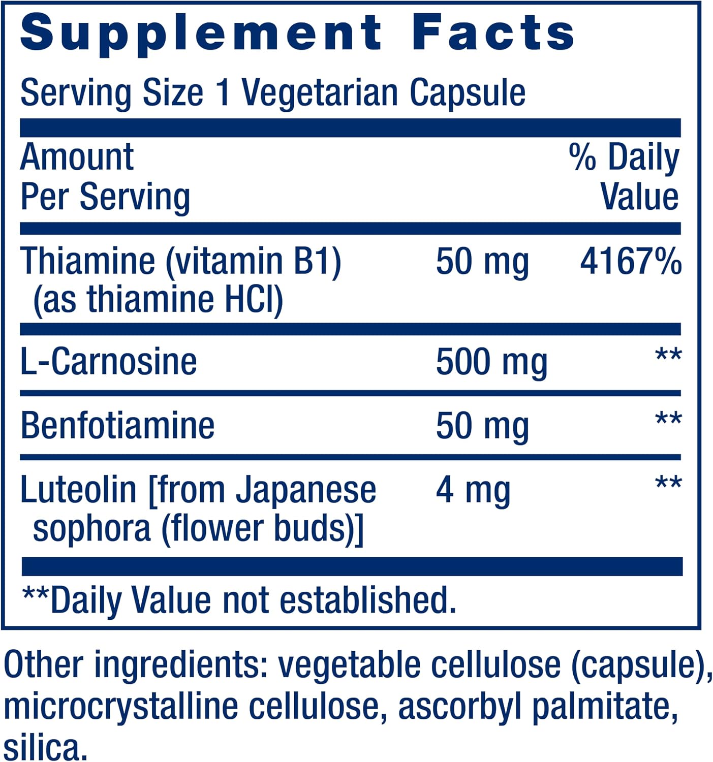 Life Extension Super Carnosine, L-Carnosine, Luteolin, Vitamin B1, 60 Capsules