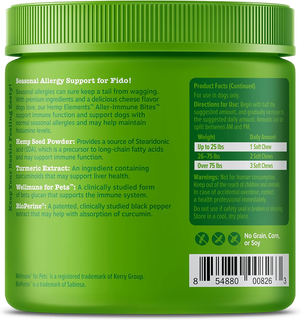 Zesty Paws Allergy Immune Soft Chews + Hemp Seed - 90 Masticables