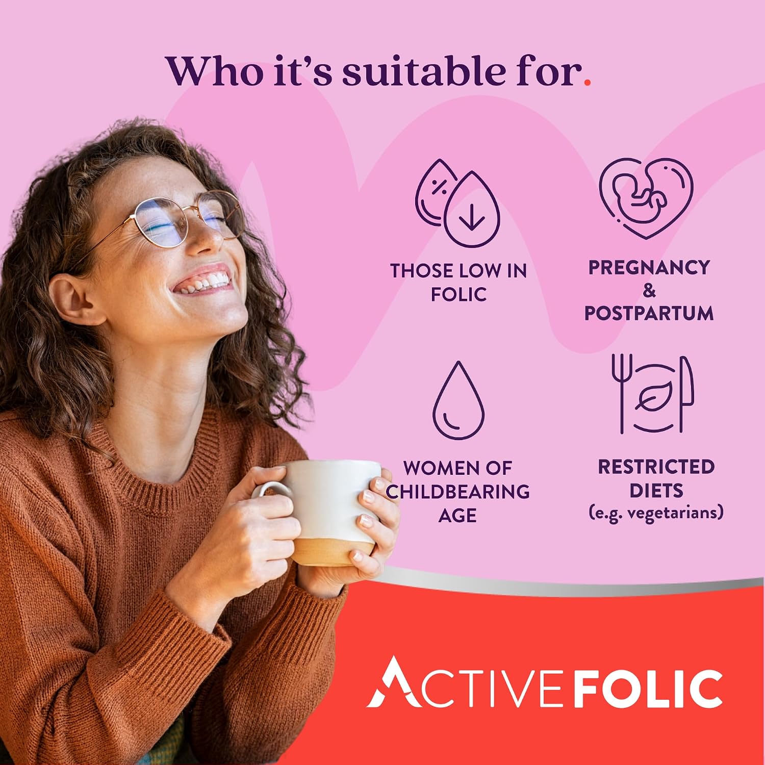 Active Folic Acid Supplement - Ácido Fólico Activo 400mcg, L-Metilfolato (Quatrefolic), 60 Cápsulas
