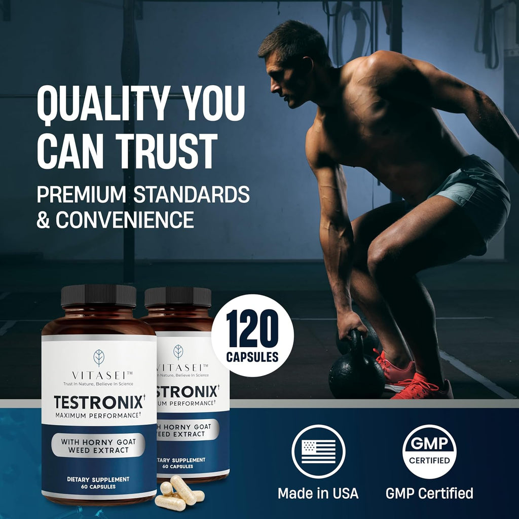 VITASEI Testronix Performance Supplement for Men - 60 Cápsulas (Pack de 2)