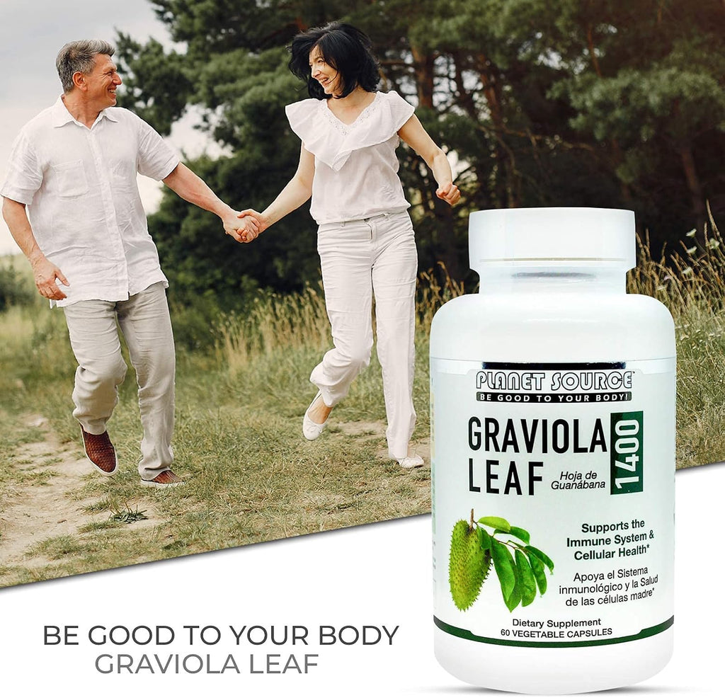 Planet Source Graviola Leaf (Annona muricata) - 1400 mg - 60 Cápsulas Vegetales