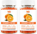 VITA GLOBE Gomitas de Vitamina C 250 mg con Colágeno, Vegano, Sabor Naranja, 60 unidades (Paquete de 2)