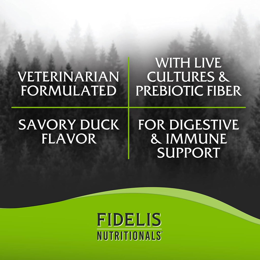 FIDELIS Probiotic Plus+ Probióticos para Perros, Salud Digestiva, 120 Masticables Sabor Pato
