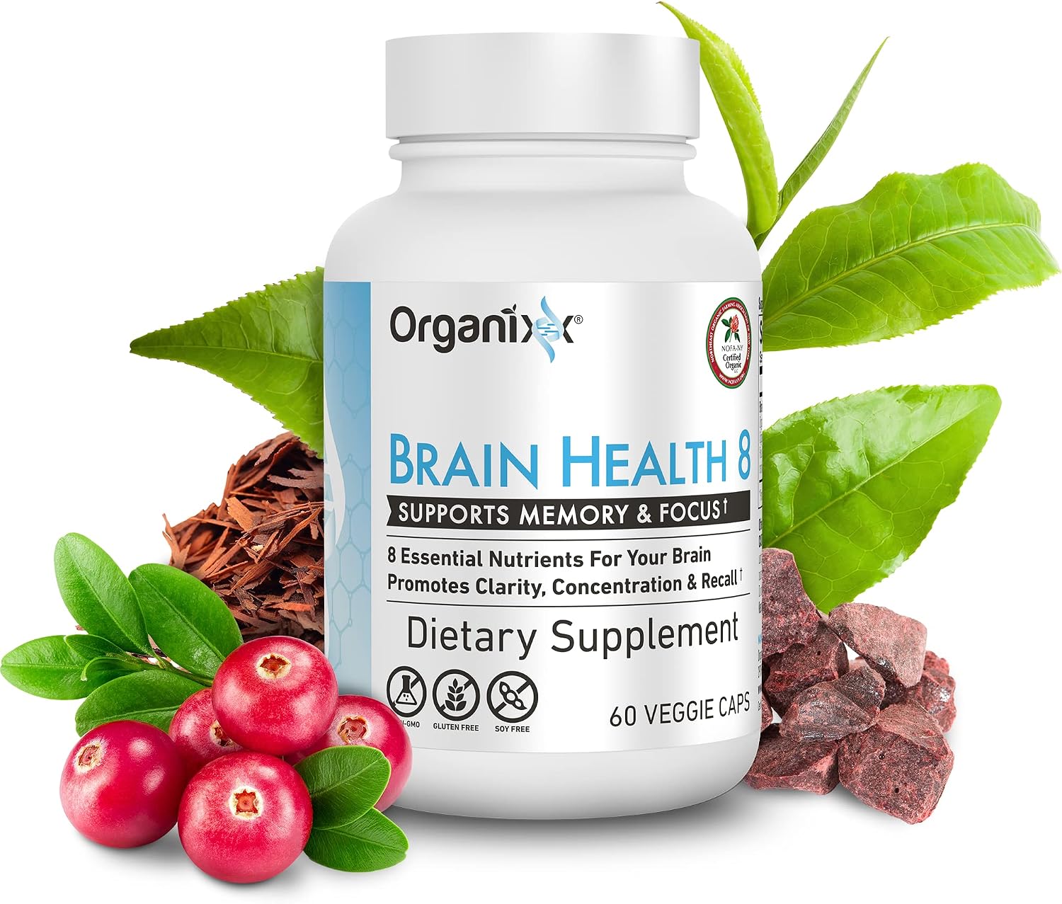 Organixx Ageless Brain - Complemento alimenticio para la función cerebral, claridad y enfoque, 60 cápsulas vegetarianas