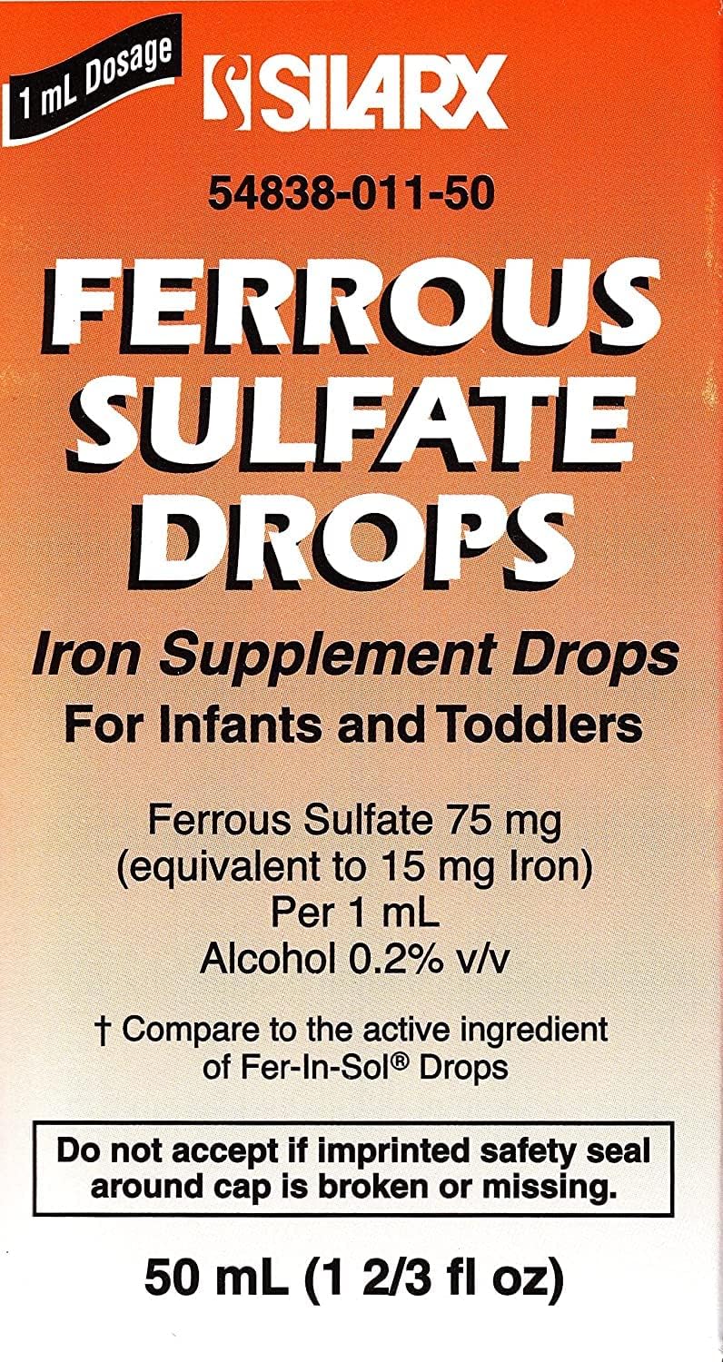 Ferrous Drops Suplemento de Hierro Líquido para Niños Sabor Menta – 50 ml (Pack de 2)