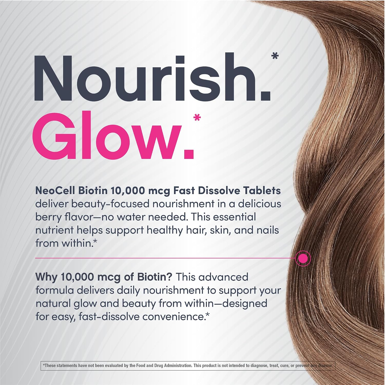 NeoCell Biotin 10000mcg Comprimidos de Disolución Rápida | 180 Comprimidos | Sabor a Bayas | Suplemento para Cabello, Piel y Uñas