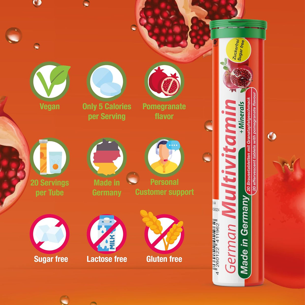 T&D Multivitamínico + Minerales en Comprimidos Efervescentes - Sabor Granada - 60 Servicios – Image 5