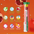 T&D Multivitamínico + Minerales Alemán - 40 Comprimidos Efervescentes Veganos - Sabor Granada