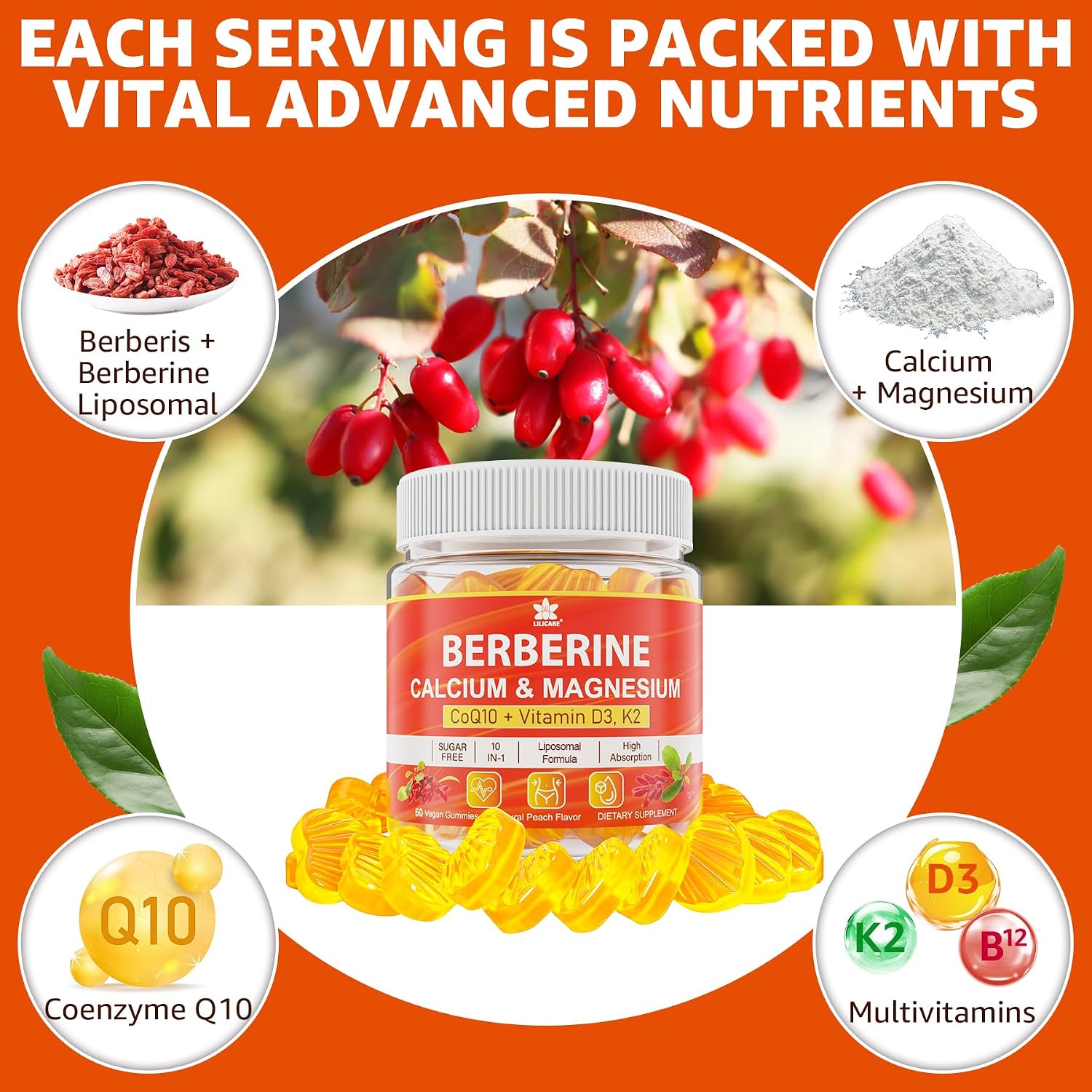 Gominolas de Berberina Sin Azúcar LILICARE - Absorción Extra con Berberina Liposomal